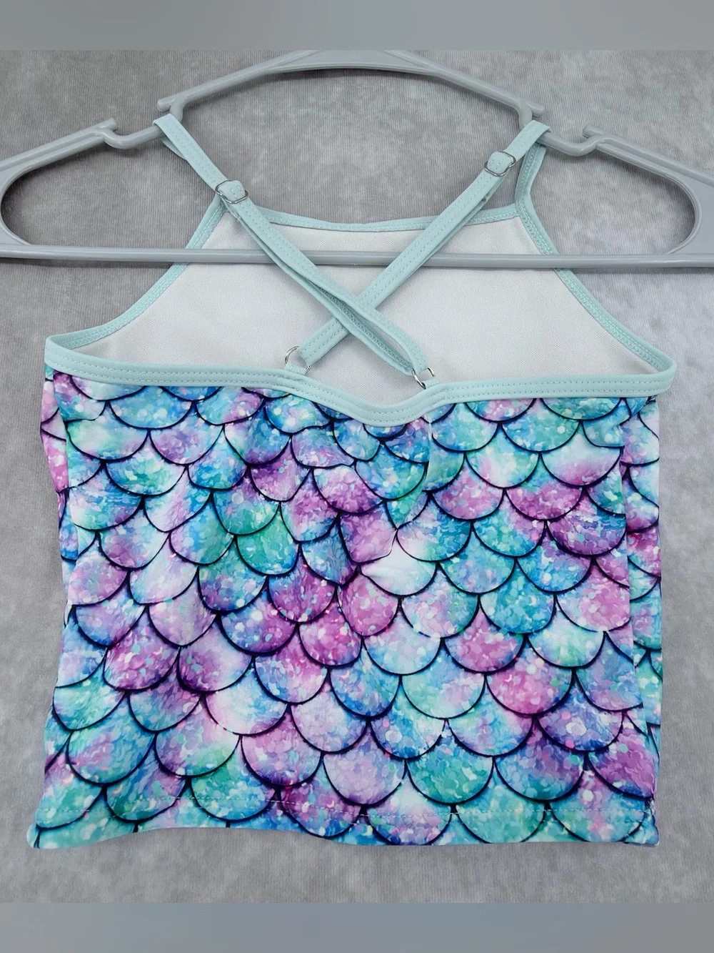 Girls Aqua Mermaid Scale Swim suit set skirt built in 6T